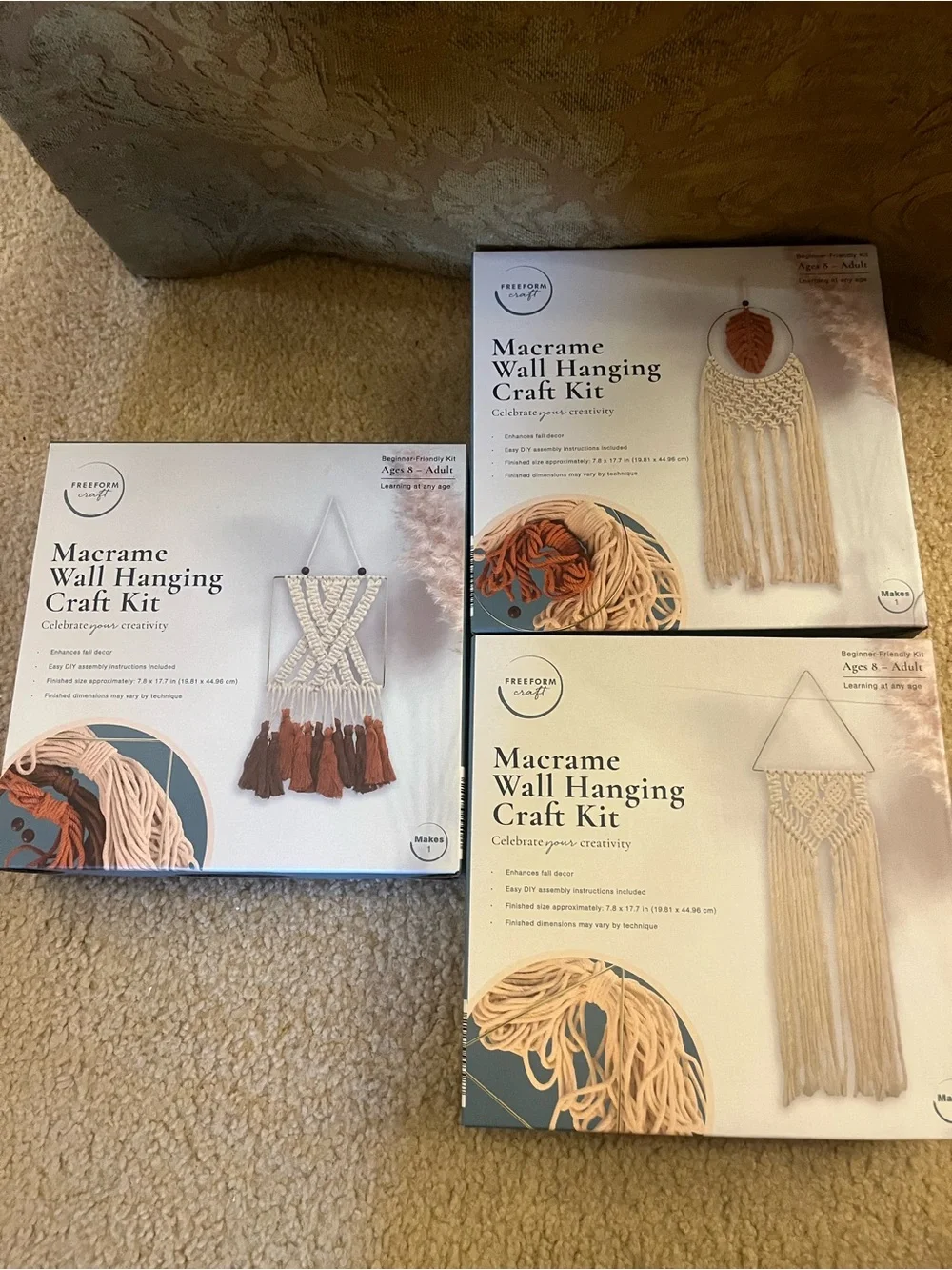Lot of 3 Brand New Macrame Wall Hanging Craft Kits